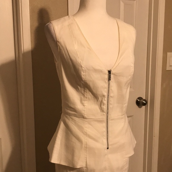 BEBE Sleeveless White Peplum Dress - Picture 2 of 5